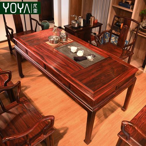 红木茶桌椅组合印尼黑酸枝木功夫茶台新中式实木家具阔叶黄檀茶几